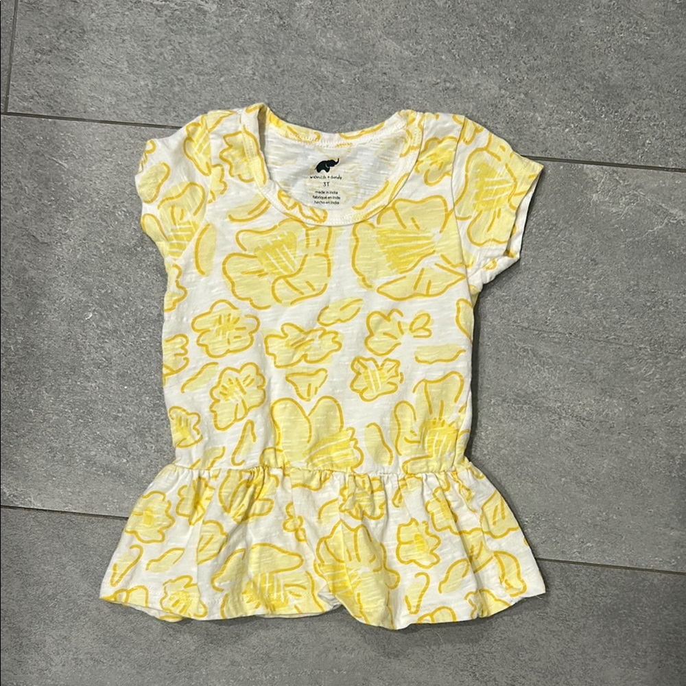 Monica and Andy Yellow Floral Peplum Top